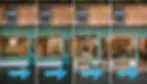 Four images show the transformation of a shop from a bakery to a barber shop, illustrating stages of occupancy, vacancy, refurbishment, and change of use.