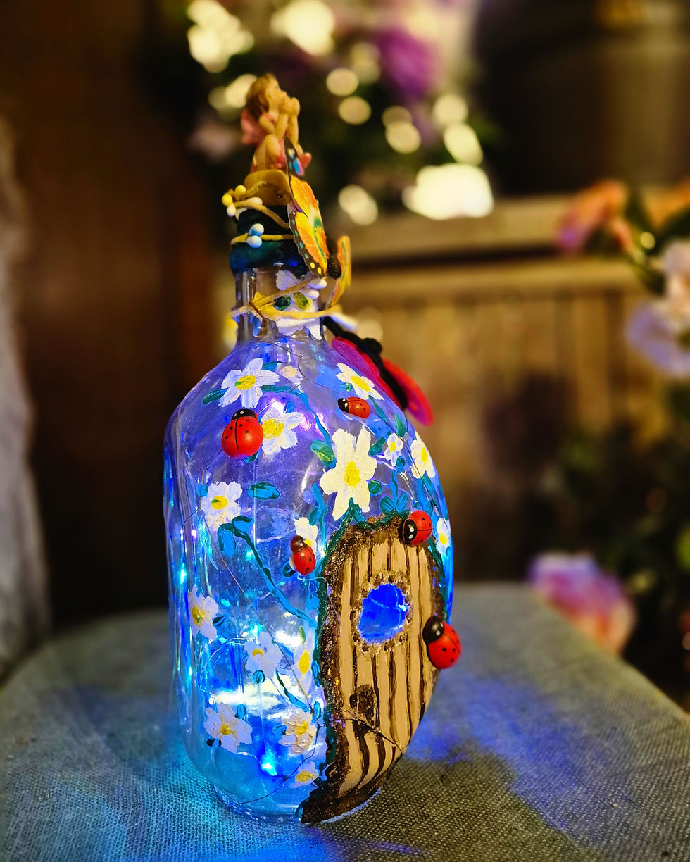 Thumbnail: Perched Fairy Bloom Bottle: A Painted Light-Up Fairy Home