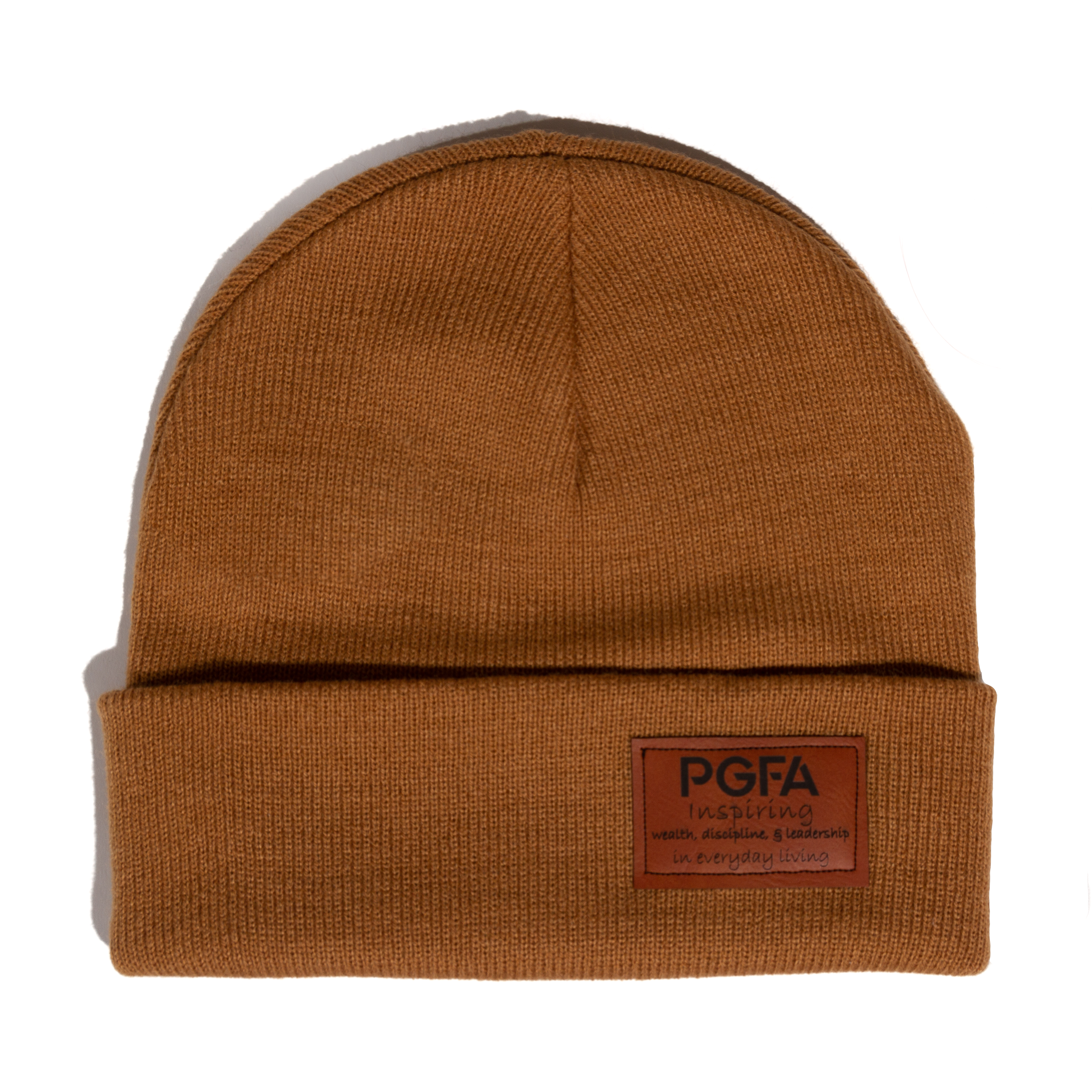 Tan Leather Tag Beanie