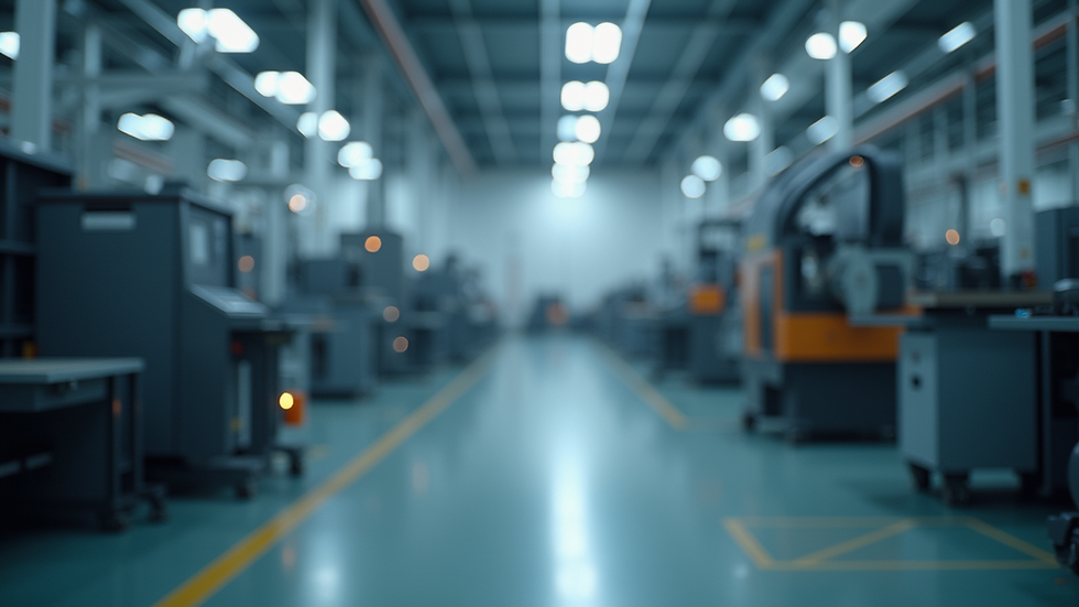 Eye-level view of a modern manufacturing facility with advanced machinery