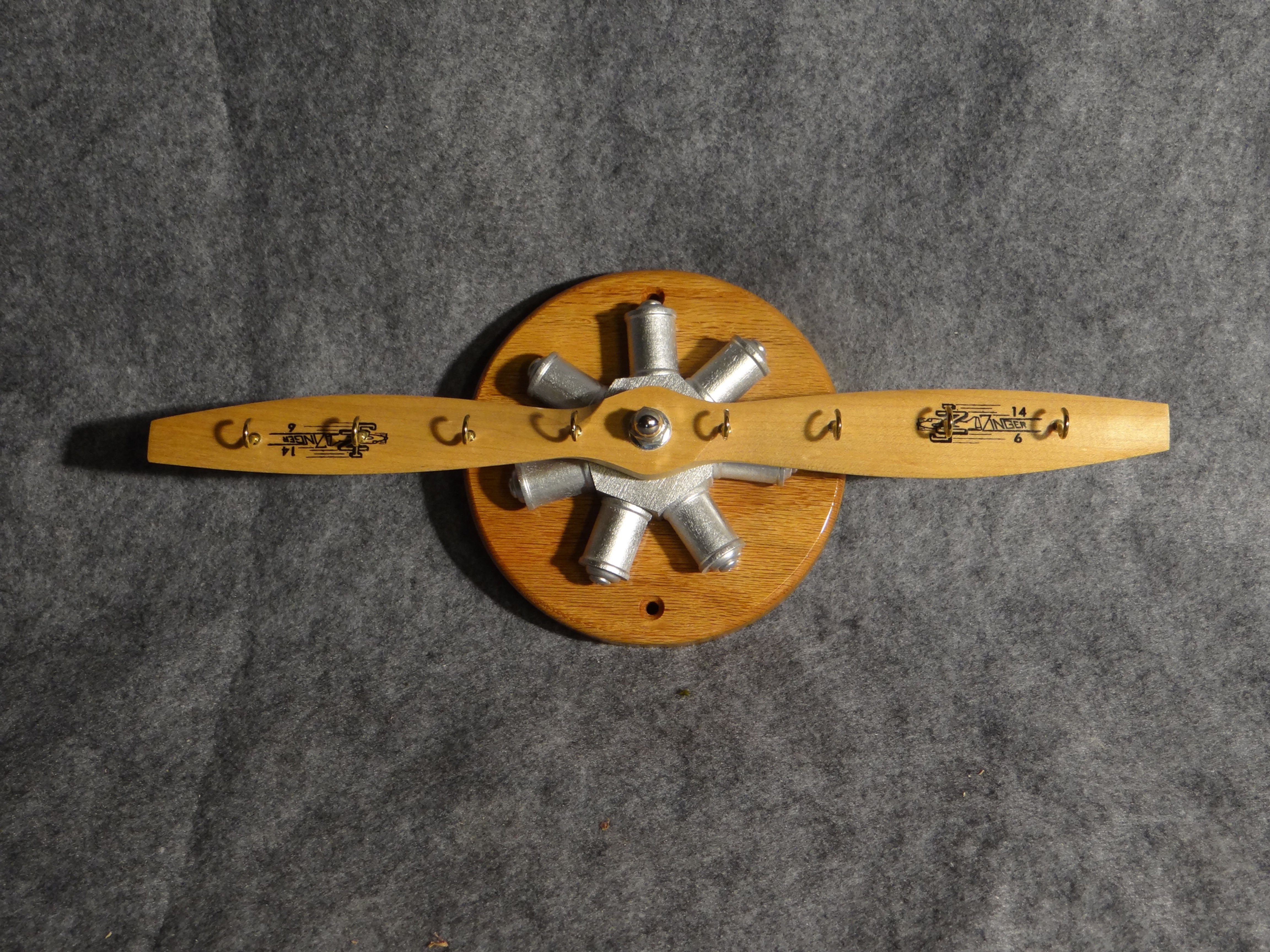 8 Hook Key Holder, Poplar Wood w/ Golden Oak Stain