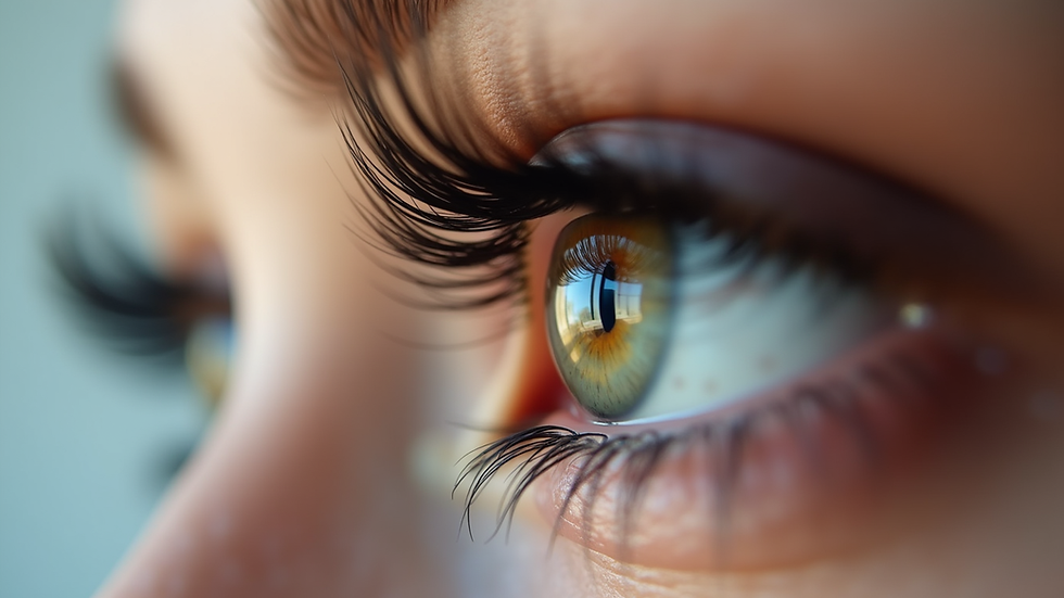 Close-up view of eyelash extensions on a single eye
