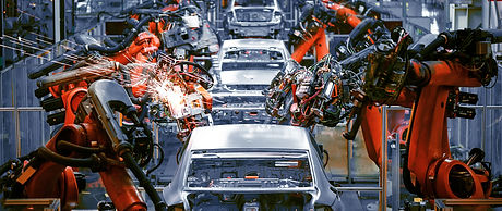 The welding arm on the automobile produc