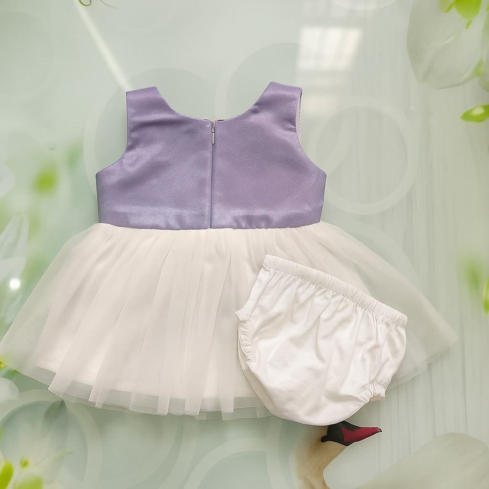 Thumbnail: Elegant Lavender & White Baby Girl Party Dress