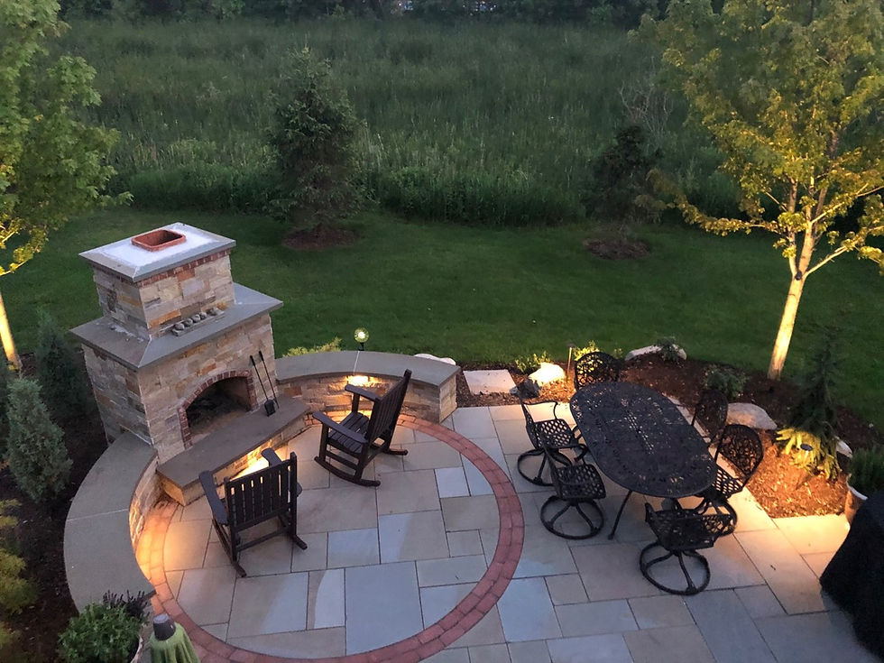 High angle view of a beautifully designed patio area