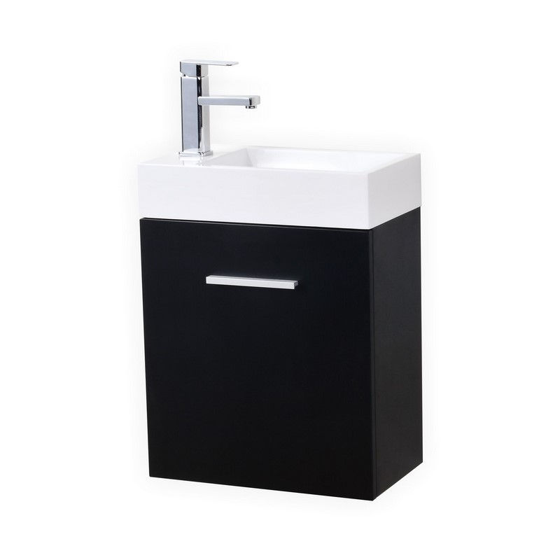 BLISS 18″ BLACK WALL MOUNT MODERN BATHROOM VANITY
