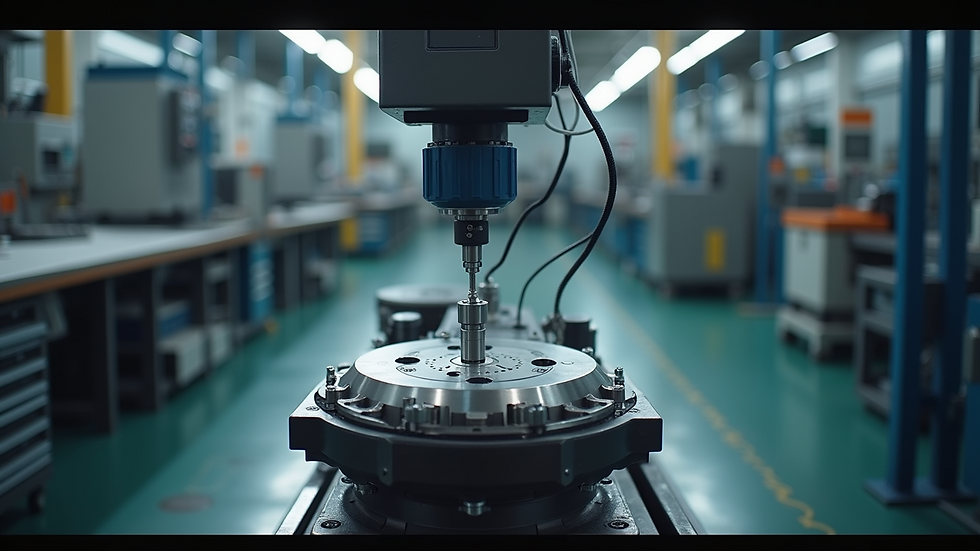 High angle view of a precision machining workshop with automated machines