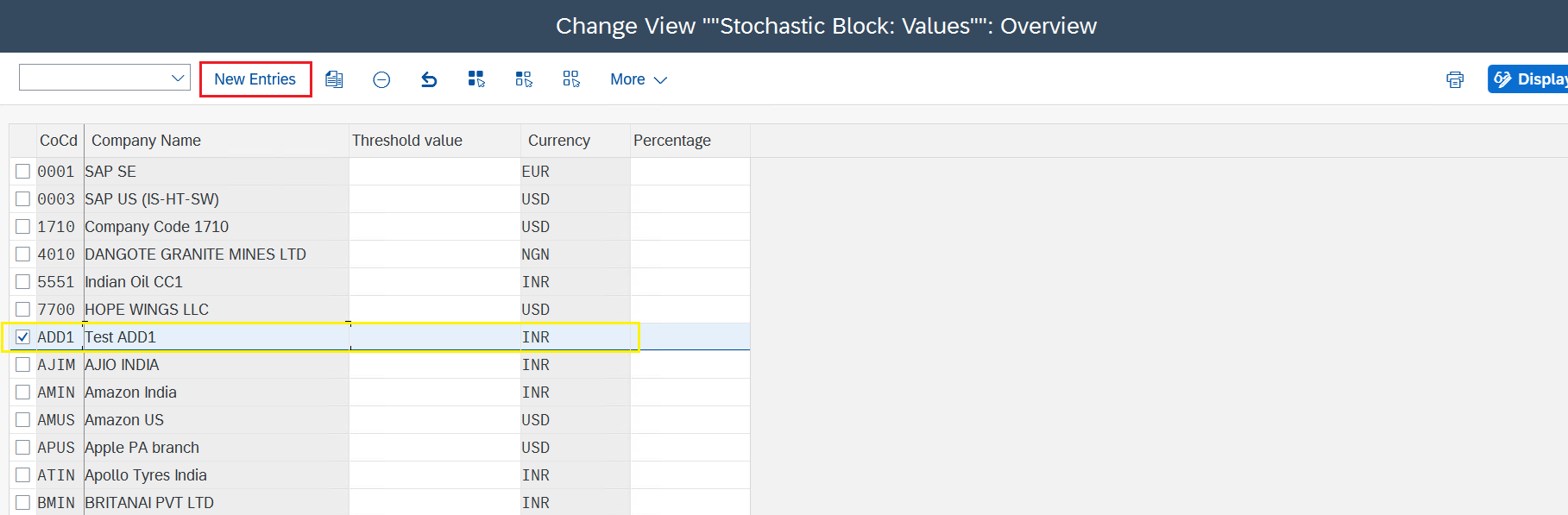 Check table 169P: entry ADD1 does not exist Message No. M7001