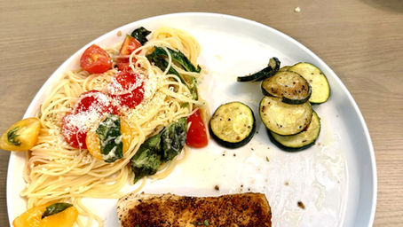 Lemon Garlic Halibut with Summer Tomato Pasta