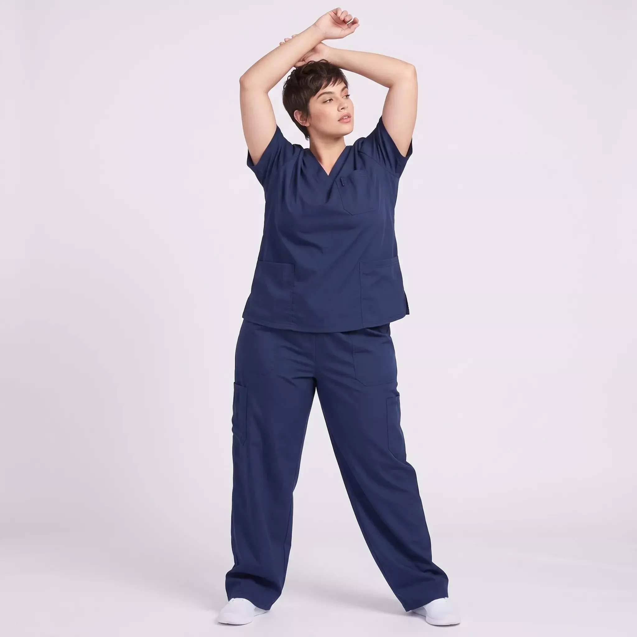 22450 Navy Blue V-Neck Loose Fit Medical Scrubs Set