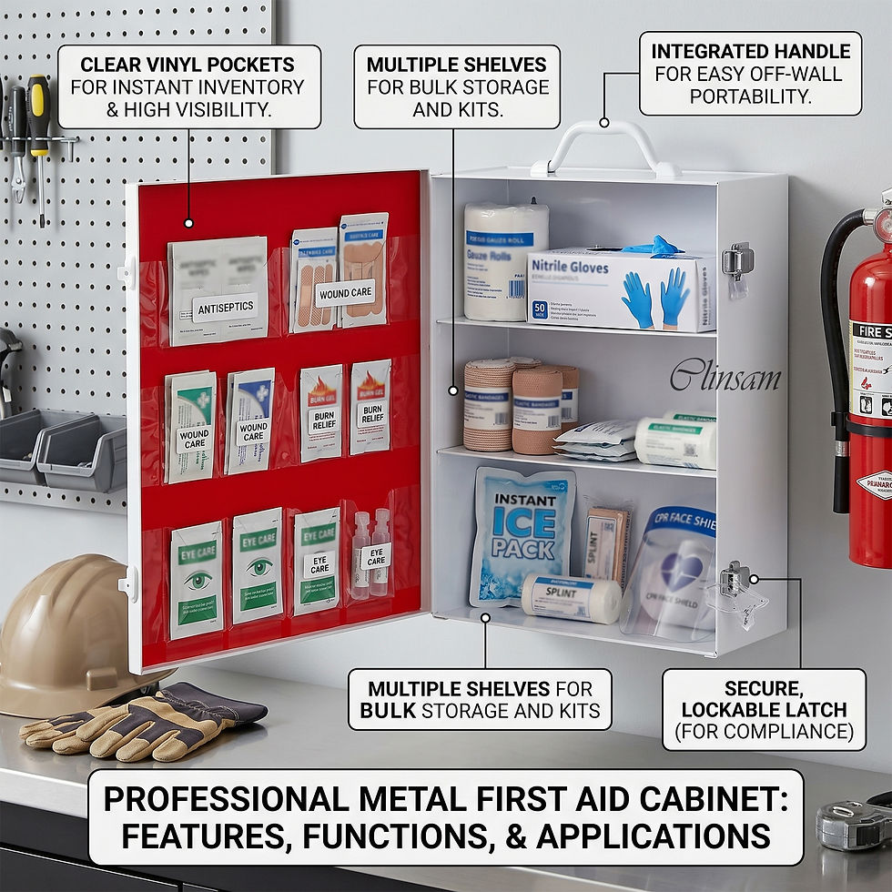 Thumbnail: First Aid Cabinet Wall Mount Metal with Inner Door Pockets, 2-Shelf