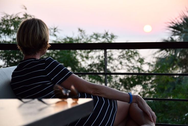 Catherine looking out at the sunset