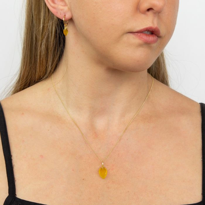 Thumbnail: November Yellow Natural Chalcedony Birthstone Pendant