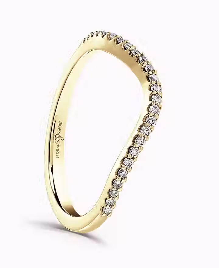 Thumbnail: Brown & Newirth Curved ring featuring fine claw set round diamonds