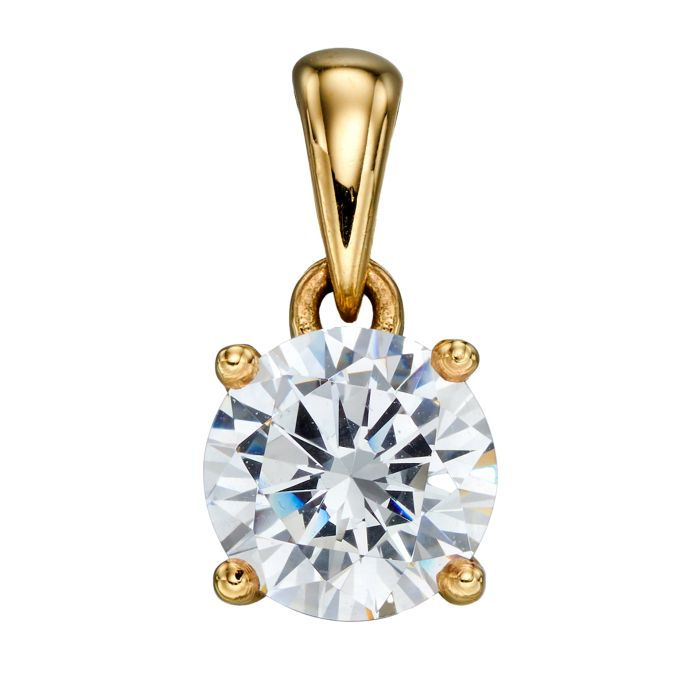 9ct Yellow Gold April Cubic Zirconia Birthstone Pendant