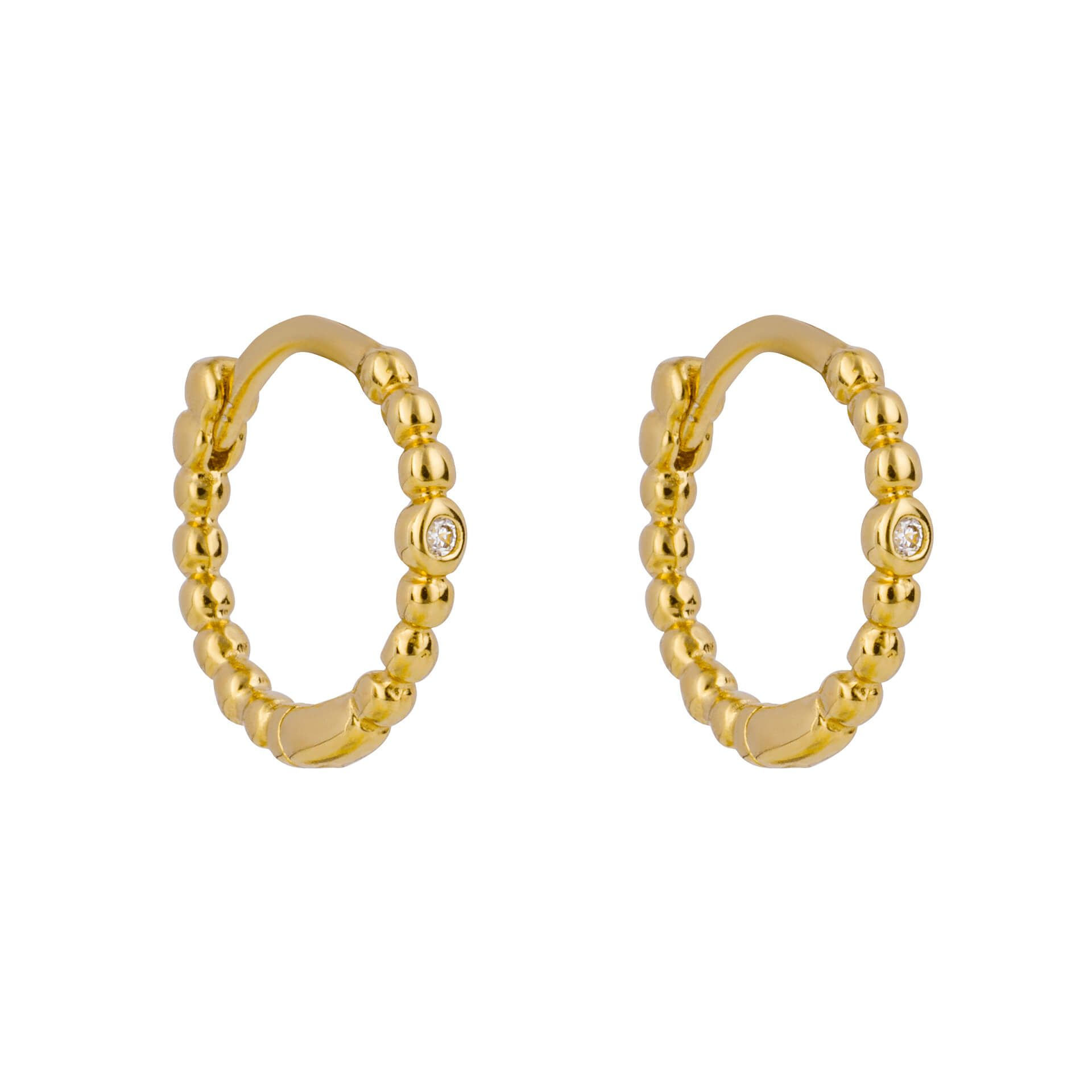 Gold Plated Silver CZ Beaded Hoops