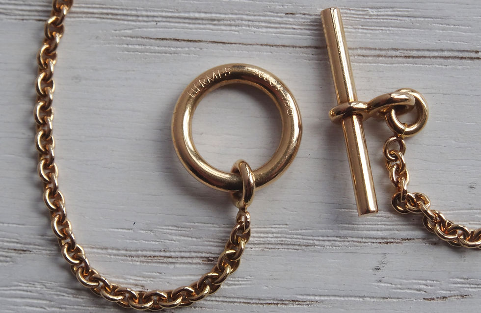 Thumbnail: Pre-owned 18ct Gold Hermès  T-bar Belcher Chain Bracelet
