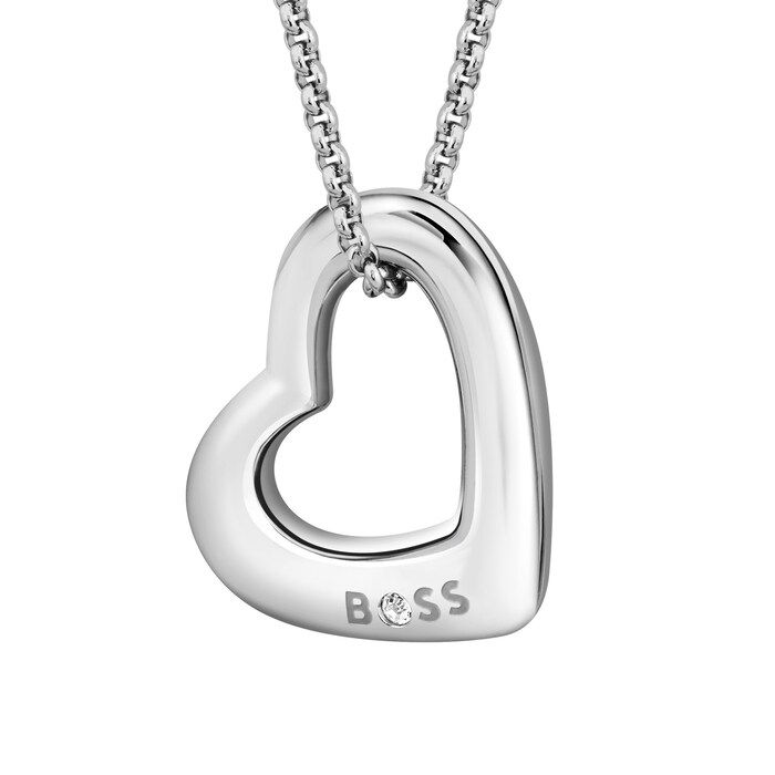 Thumbnail: BOSS Honey Boundless Women's Stainless Steel 18+2" Crystal Open Heart Necklace
