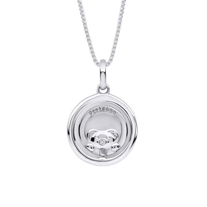 Thumbnail: Teddy Bear Peekaboo Spinning Pendant with Diamond