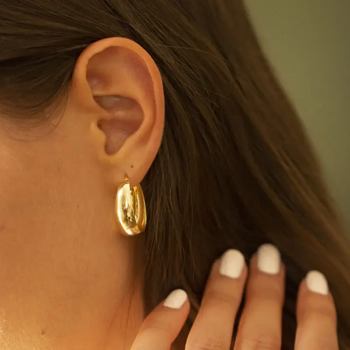 Thumbnail: Alisia 'Bold Small' Silver Gold Plated Hoop Earrings