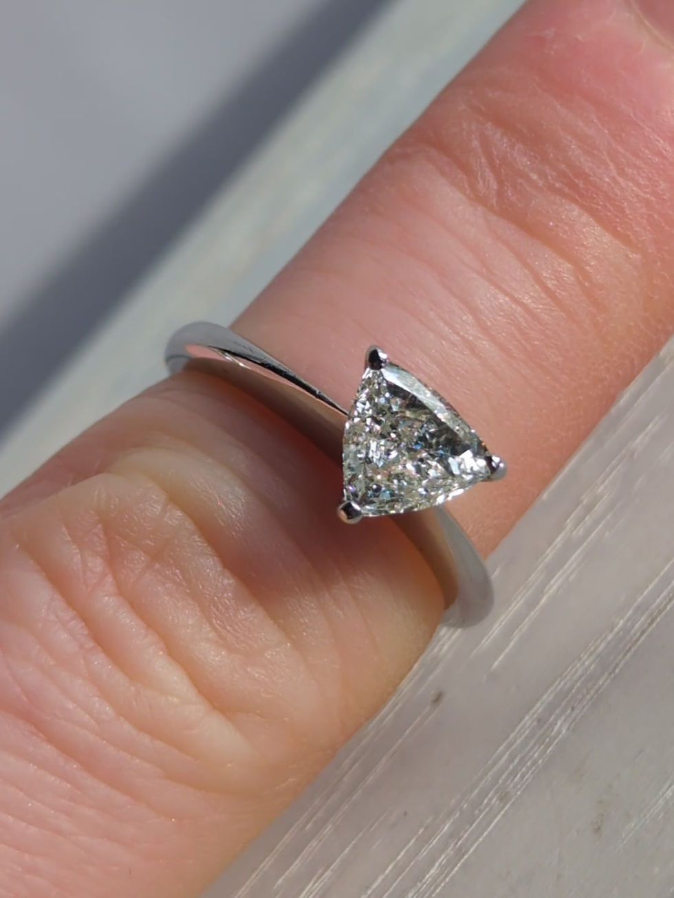 Thumbnail: Pre-owned 18ct White Gold Trillion Diamond Ring
