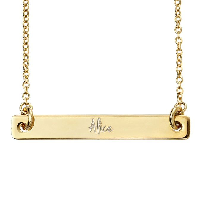 Thumbnail: Gold Plated Engravable Bar Necklace