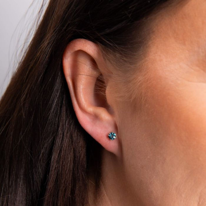 Thumbnail: 9ct Yellow Gold Blue Topaz December Birthstone Earrings