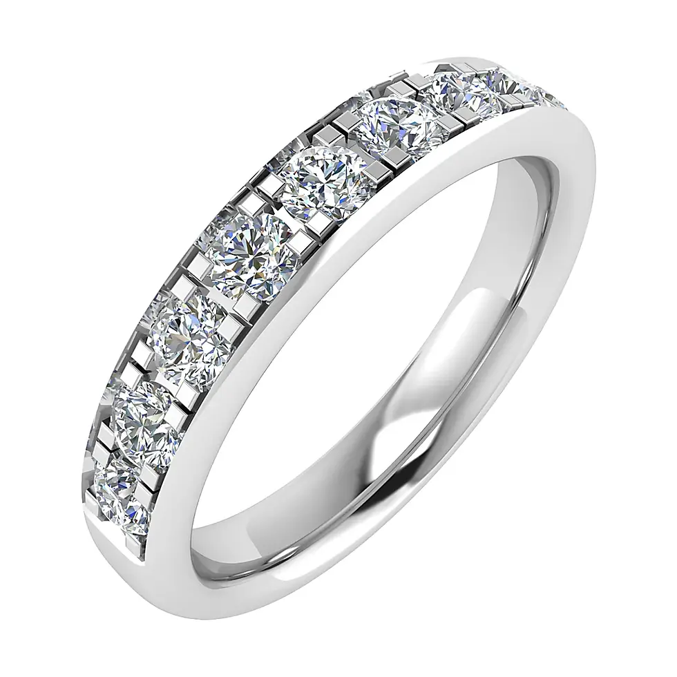 Thumbnail: Classic Grain set Round Brilliant Cut Diamond Half Eternity Ring