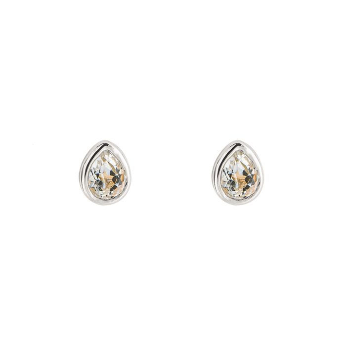 Silver April White Topaz Birthstone Earrings