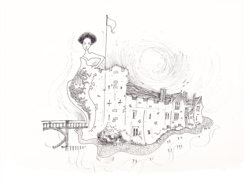 Hever Castle in Kent with my inky Rotring technical pen. 