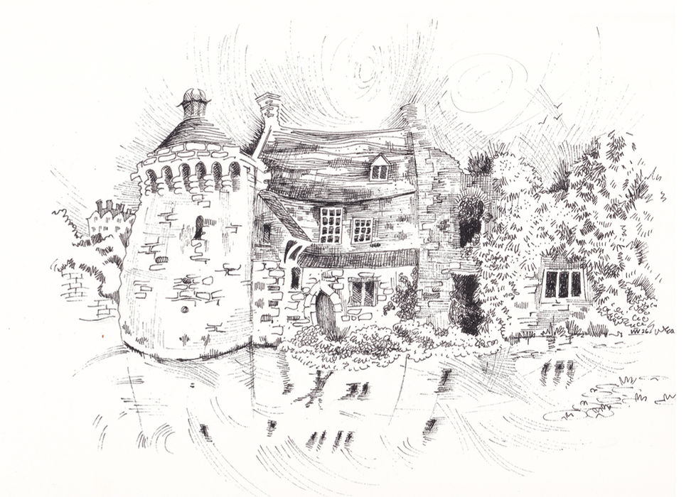 Scotney Castle in Kent with my inky Rotring technical pen.