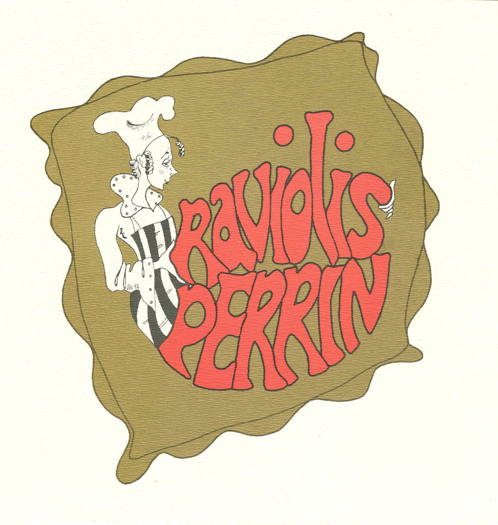 Raviolis Perrin Pasta Logo, which was on Lorries and the side of a Pasta Shop.