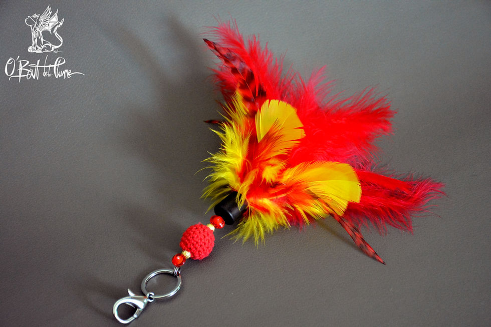 Miniature : Porte clés plumes - Porte clé artisanal - Accroche sac - Accessoire exposition - O Bout de la Plume