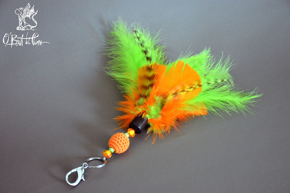 Miniature : Porte clés plumes - Porte clé artisanal - Accroche sac - Accessoire exposition - O Bout de la Plume