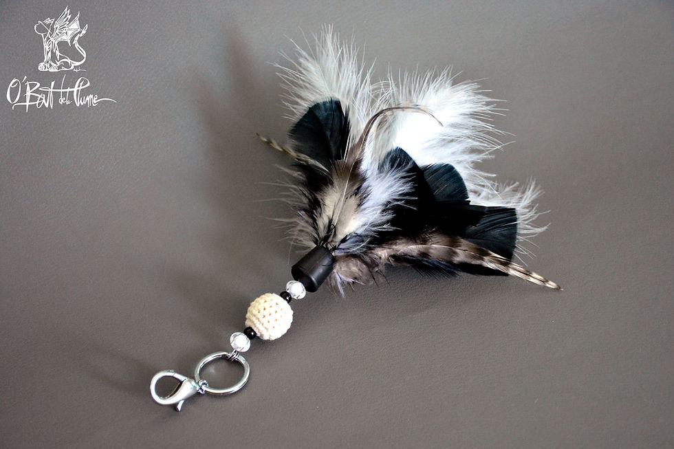 Miniature : Porte clés plumes - Porte clé artisanal - Accroche sac - Accessoire exposition - O Bout de la Plume
