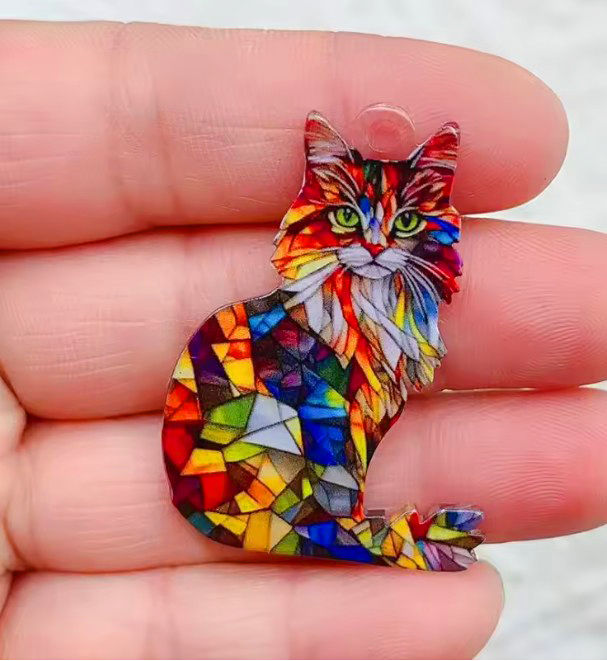 Thumbnail: Porte clés chat - Chat multicolore - Maine coon - O Bout de la Plume