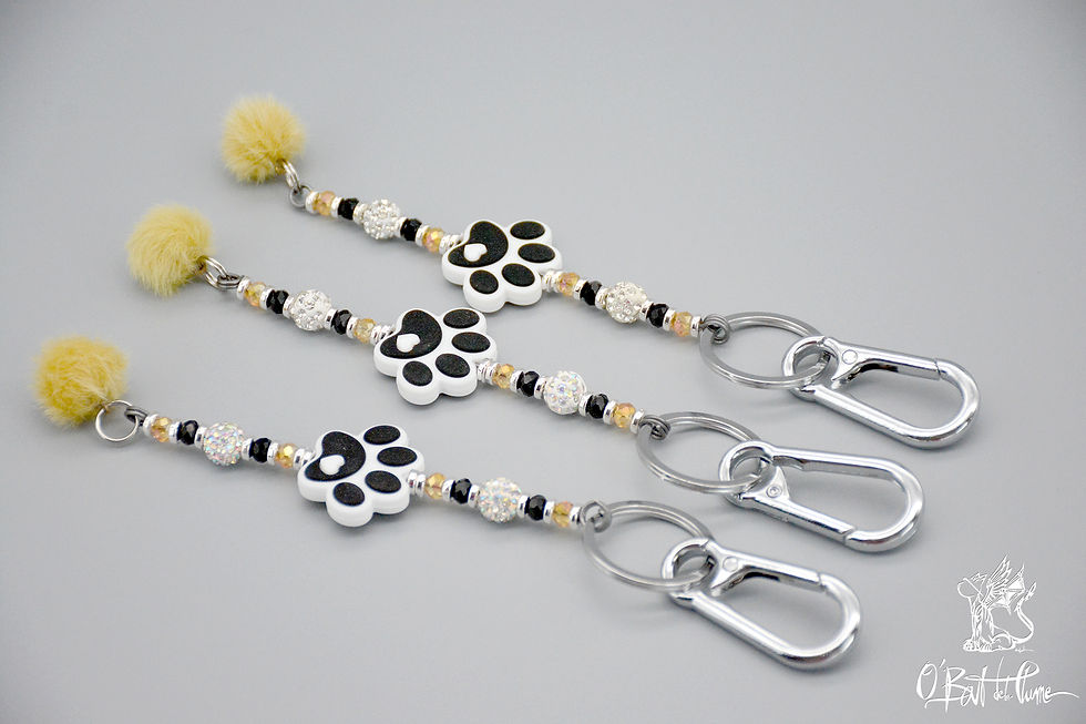 Thumbnail: Porte clés patte de chat avec pompon coloré - Porte clés chat - O Bout de la Plume