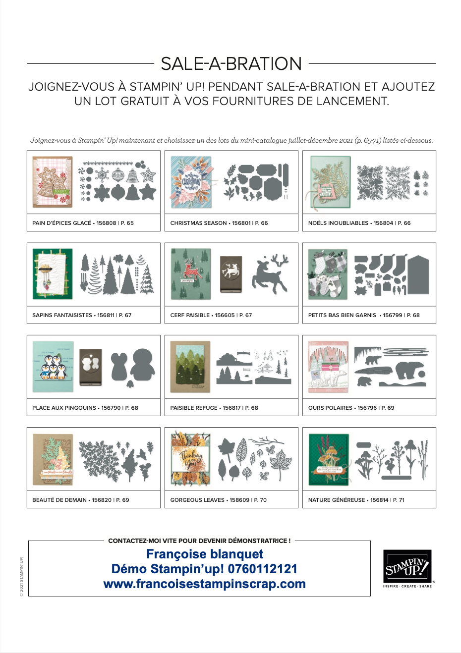CHOISISSEZ VOTRE LOT GRATUIT A AJOUTER A VOTRE KIT DE DÉMARRAGE STAMPIN'UP!  GRATUIT LOT TAMPONS PLUS POINÇONS