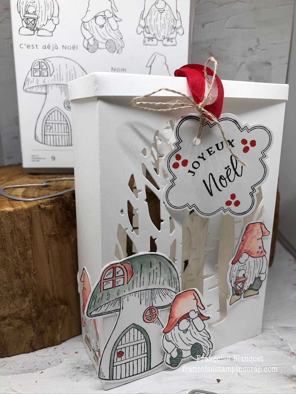 DÉCEMBRE UNE BOITE LUMINEUSE avec " LES GENTILS GNOMES"  ET LE LOT "PEUPLIERS / ALL BUNDLED UP" ATELIERS STAMPIN'UP! OISE 60530