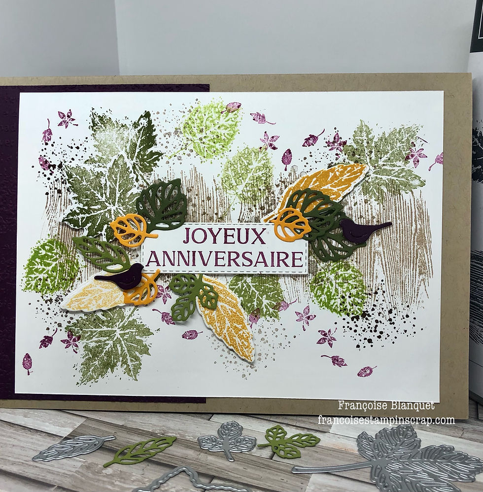 Exemple de carte anniversaire automnale avec des produits Stampin'Up! avec Françoise Blanquet