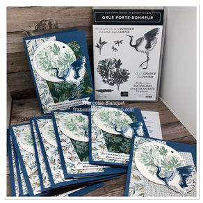 CARTE DE VOEUX Grue Porte Bonheur / CRANE OF FORTUNE 2022 de Stampin'Up!