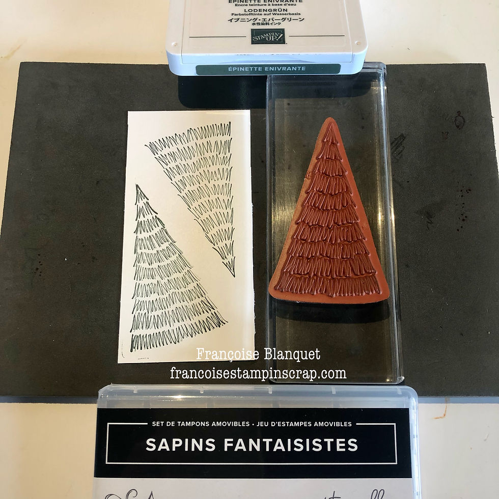 tamponnages des sapins avec l'encre épinette enivrante de stampin up