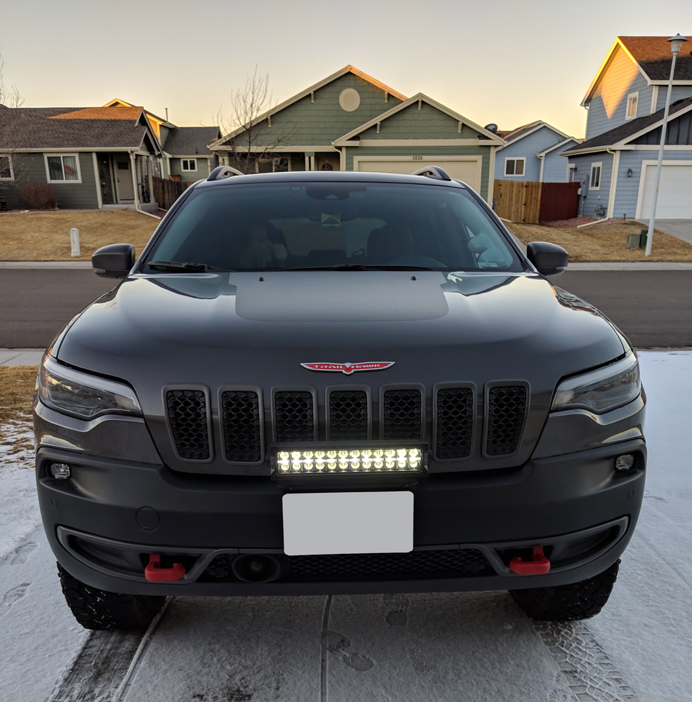 2019 Jeep Cherokee KL Trailhawk with a Front License Plate Mount