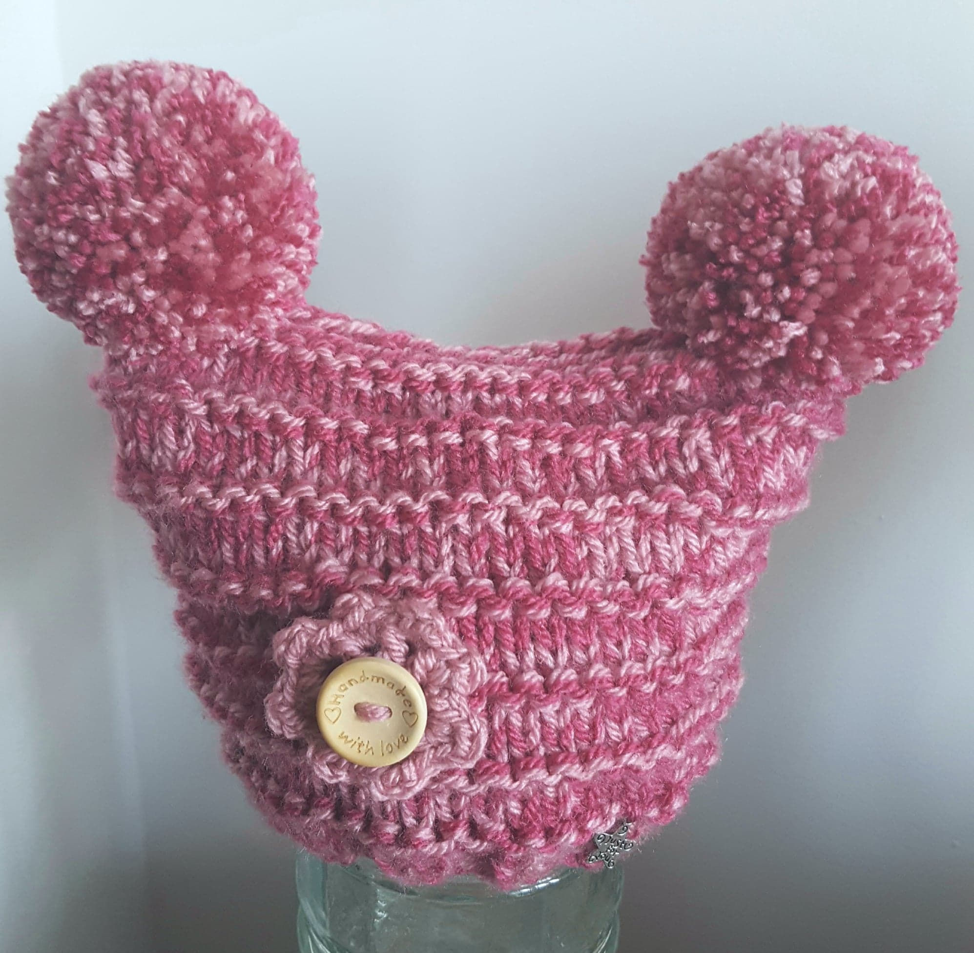 Raspberry and Dusky Pink Double Pom Pom