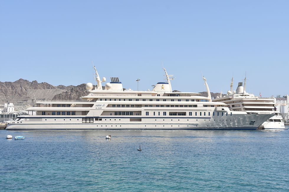 Al Said family royal yacht docked in the Mutrah corniche area, Muscat, Oman