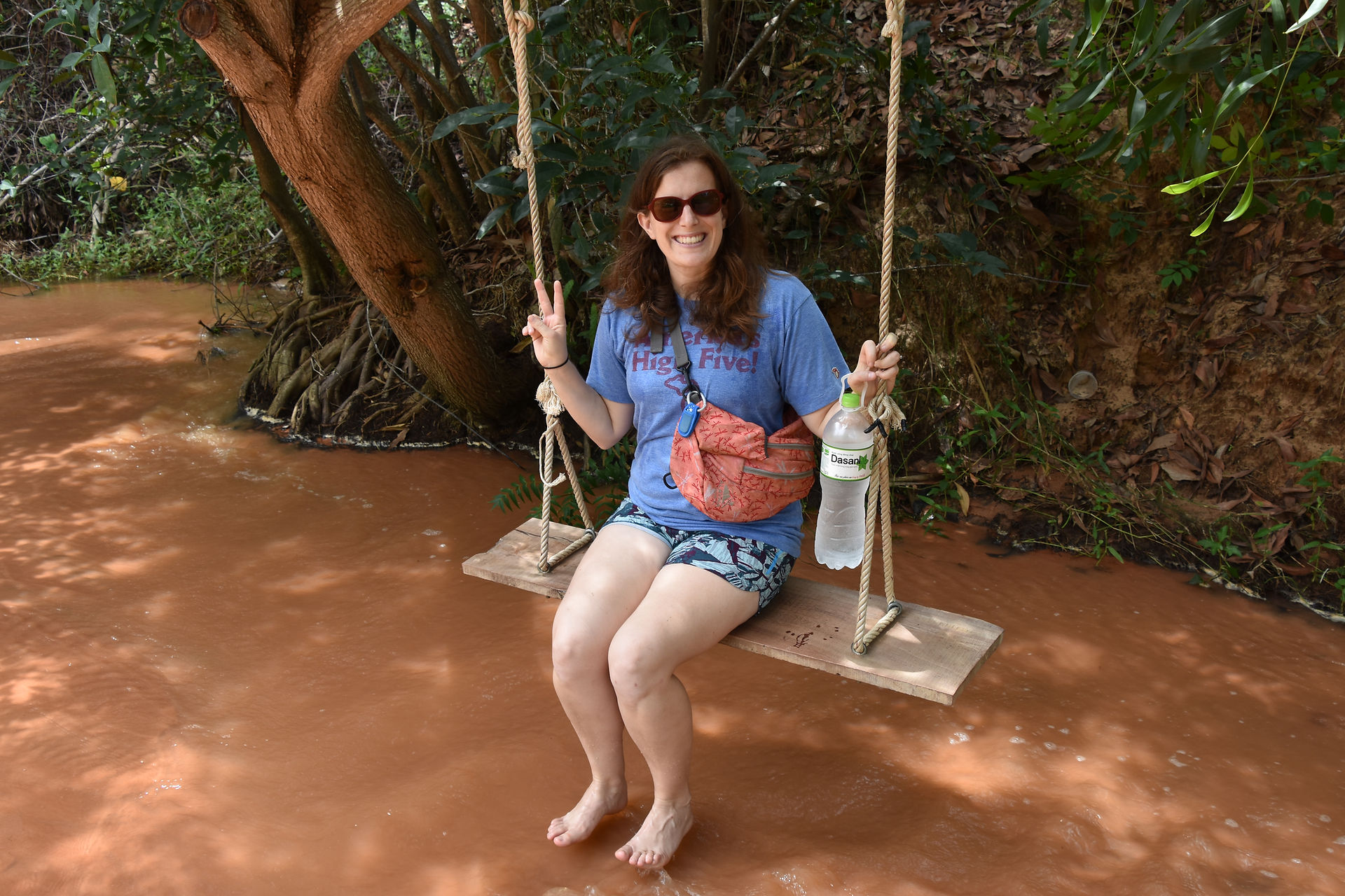 Boss on a swing in the stream