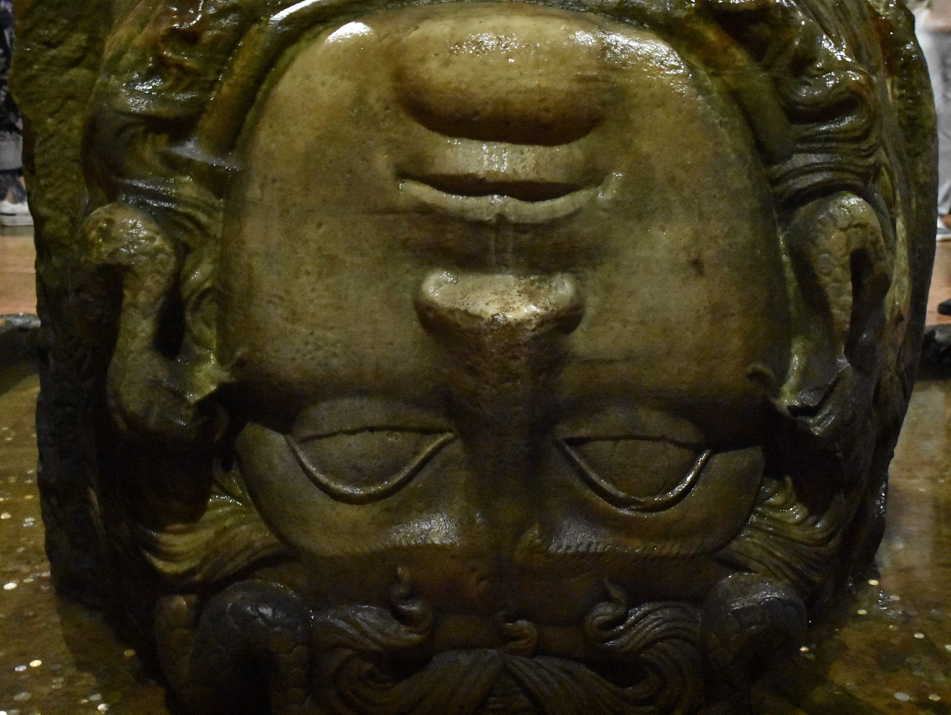 Head of Medusa column pedestal