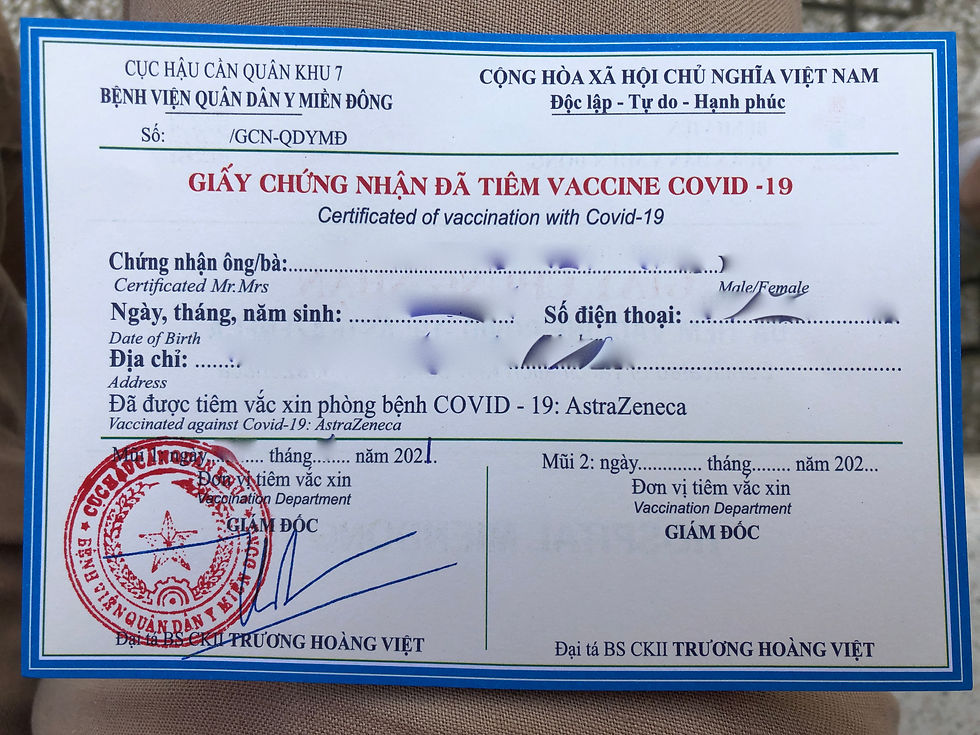 Vietnam Covid-19 vaccination certificate