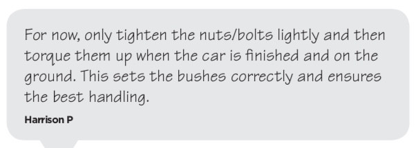 Recommendation from Caterham regarding when to torque the wishbones