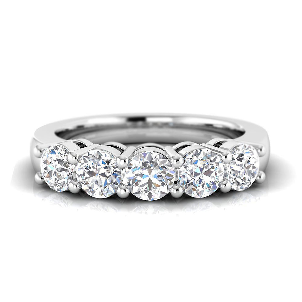 Miniature : 1 Cttw Classic Shared Prong 5 Stone Diamond Band Ring